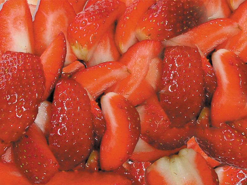 Geviertelte Erdbeeren